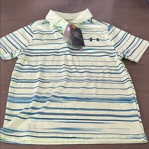 Under Armour Kids Polo Shirt - Light Green and Blue Stripes